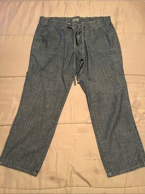 Old Navy- Diva Chambray Drawstring Ankle Jeans - Indigo Blue